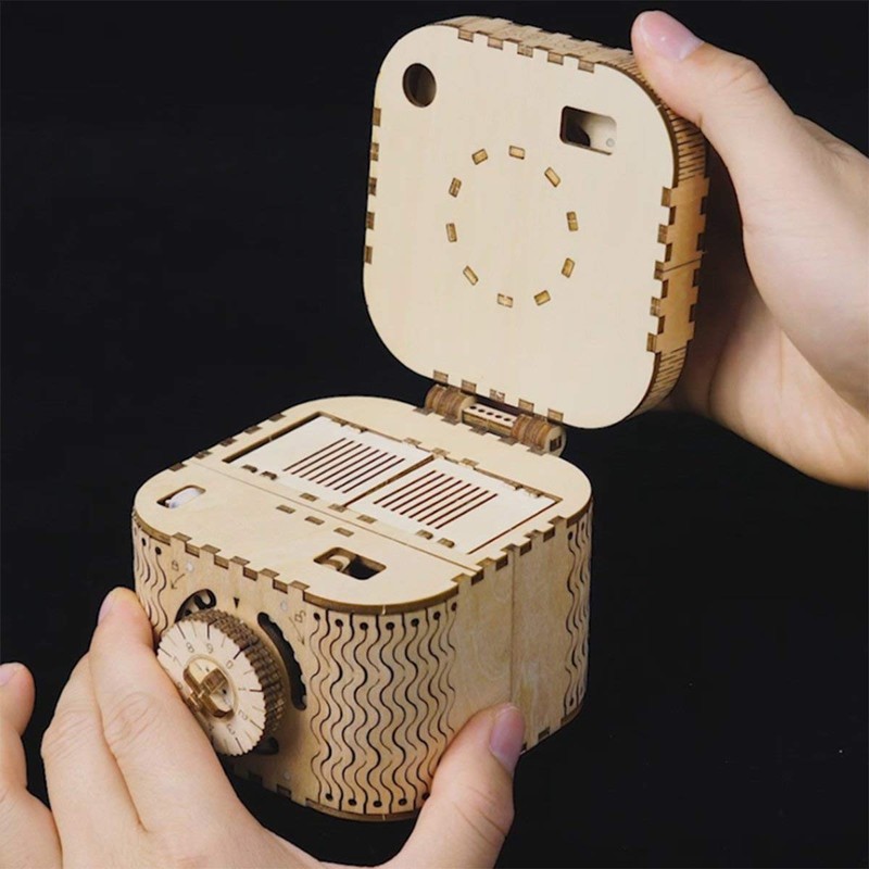 ROKR 3D Wooden Puzzle Mechanical Treasure Box Model DIY Brain