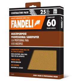Fandeli | Multi-Purpose Sandpaper | 60 Grit | 25 Sheets of 9'' x 11'' | Metal and Wood Sandpaper | Wall Sandpaper | Hand Sanding | Orbital Sanders