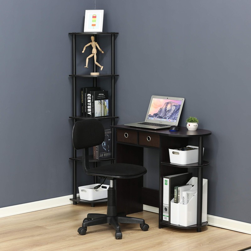 Furinno GO GREEN Desk, Gaming Desk with 2 Side Shelves