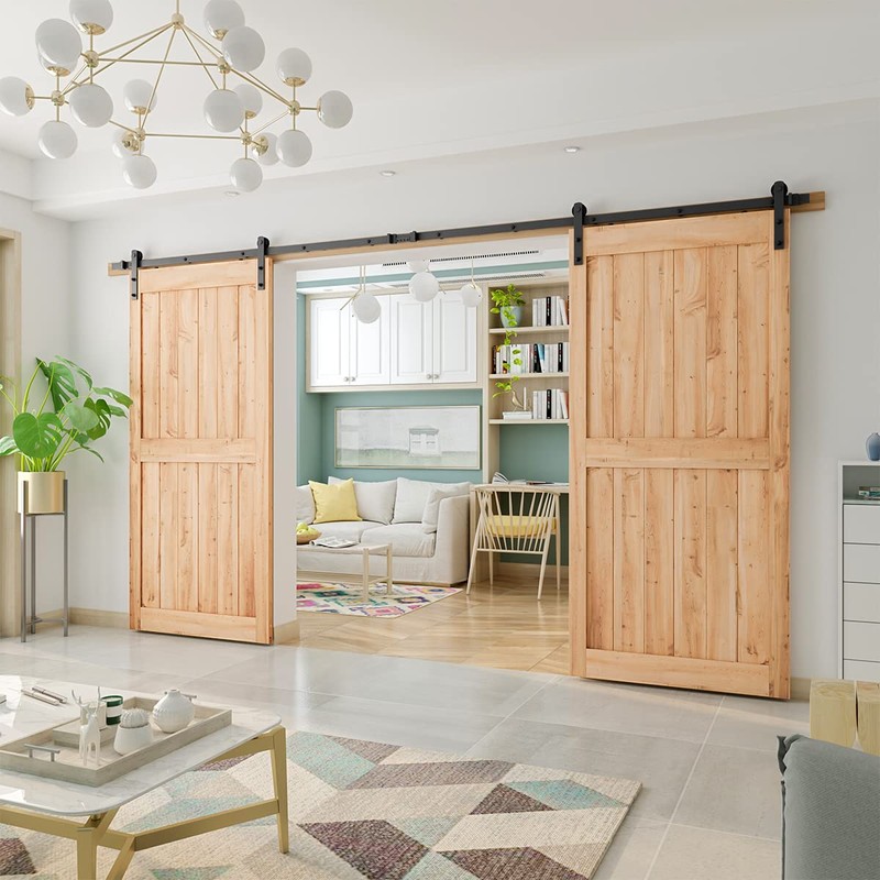 SMARTSTANDARD 13ft Heavy Duty Sturdy Double Sliding Barn Door Hardware