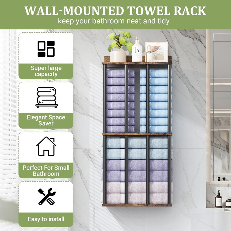 Large Capacity Three-layer Widened Towel Racks for Bathroom Wall Mounted,