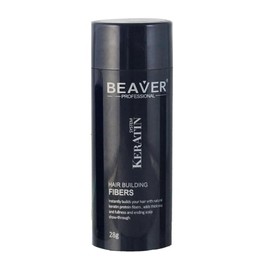 Beaver Hair Building Fibers – Instantly Conceal Thinning Hair & Bald Spots – Natural Keratin Hair Thickening Powder for Men & Women (28g - Black)