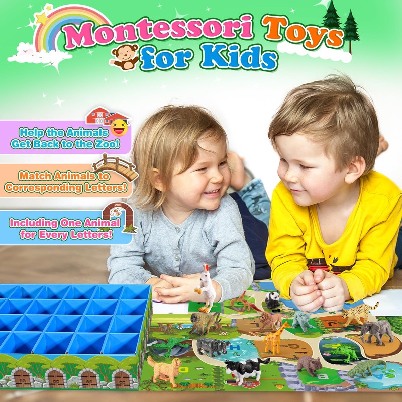SnapGlowz Farm Animal Toys, Animal Figures Alphabet Learning Toys for