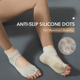 XSCQ Yoga Socks for Women Non Slip Toeless, Pilates Socks with Grips for Barefoot Workouts, Sizes 4.5-9 (2 Pairs of Purple,One Size)