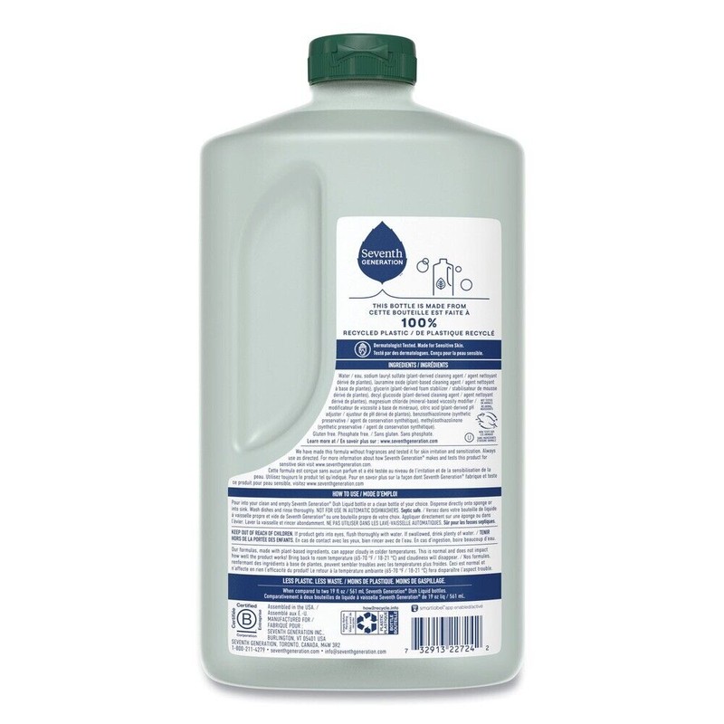 Seventh Generation 22724CT Natural Dishwashing Liquid - Free & Clear