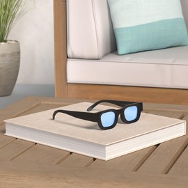 Hycredi Thick Rectangle Sunglasses for Women Men Chunky Square Polarized Sun Glasses Retro 90s Shades UV400 Protection-Black/Yellow+Black/Blue