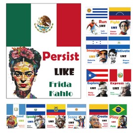 1step2dream 21 Hispanic Heritage Month Posters | 11x14in National Hispanic Heritage Month Decor, Hispanic Heritage Banners, Classroom Door Decoration, School Month Bulletin Board Set