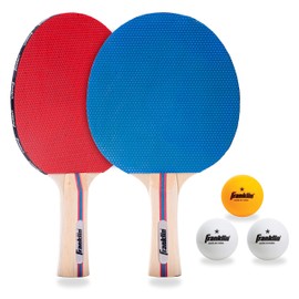 Franklin Sports Ping Pong Paddle Set with Balls - 2 Player Table Tennis Paddle Kit with (2) Paddles + (3) Balls Included - Red + Blue