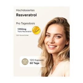 Trans Resveratrol Capsules 1350mg - 120x Resveratrol High Dose - 100:1 Trans-Resveratrol Plus from Japanese Knotweed - 2 Month Supply - Made in Germany