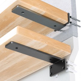 4 Pack Floating Shelf Bracket 6 Inch, Heavy Duty Hidden L Brackets, DIY Rustic Industrial Shelf Brackets with Modern Iron Finish(Black)