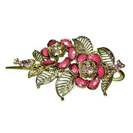 Beautiful Rose Hair Clip Vintage Look Metal Rhinestone & Acrylic Hair Clip Hair Clips Pink Gold 5220f