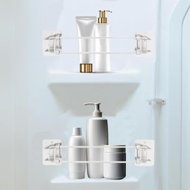 Winrain RV Shower Corner Storage Bar - Adjustable Rust-Proof Stainless Steel, for Organizing Bath Accessories in Camper Travel Trailers - 7.8-13.4in, 2 Pack