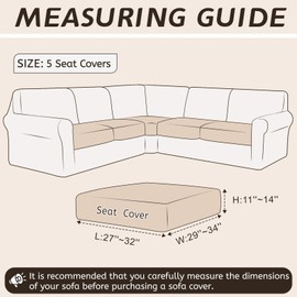 Arfntevss Velvet Sectional Couch Covers L Shape 5 Seat Couch Cushion Covers Fitted Stretch U Shaped Sofa Cushion Covers Thick Washable Corner Furniture Protector (5-Piece Seat Covers, Light Gray)