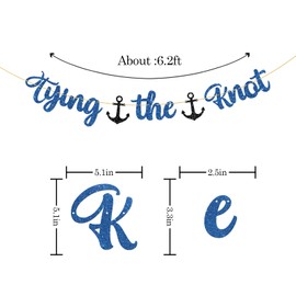 WeBenison Tying the Knot Banner, Wedding Bridal Shower Party Supplies, Anchor Sign, Nautical Sailor Theme Bachelorette Wedding Party Decorations - Blue Glitter