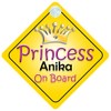 Princess Anika On Board Girl Car Sign Child/Baby Gift/Present 002