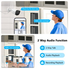 (2-Way Audio) 4-Antennas Enchance Outdoor Wireless Security Camera System WiFi Cameras Video Surveillance DVR Kit