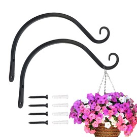 LOOGI Plant Holder Hanging Basket Holder Iron Wall Hook Hanging Basket Wall Holder Hook - 2 Pieces (20 cm C)