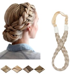 Chunky Braided Headband Wide Plaited Hair Band Elastic Stretch Hairpiece For Girls And Women (Large-five strands braided, 26/88)