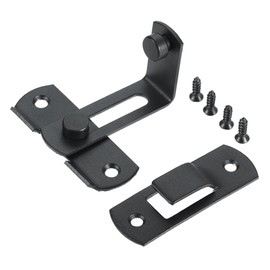 BOWAREPRO 90 Degree Stainless Steel Latch Door Lock Right Angle Lock Buckle Flip Latch Door Lock with 4 Screws for Doors Windows Bathroom Cabinet Furniture Bedroom (Black)