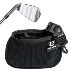 Club Scrub Mini, Golf Club and Golf Ball Cleaning Bag, Waterproof Clean Face Technology Liner, Detachable Clip, Machine Washable, Cleans Club Grooves, Dry Exterior (Black)