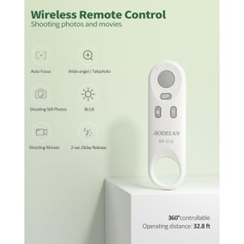 Camera Remote Control for Canon - Aodelan Wireless Shutter Release Trigger for R3/ R10/ M50/ EOS M6 Mark II/R/RP /90D /6D Mark II /R5/T7i /G5 X Mark II /G7 X Mark III; Replaces Canon BR-E1