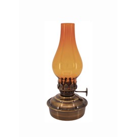 Vermont Lanterns Brass Mini Small Oil Lamp 6.5" (Antique with Amber Glass)