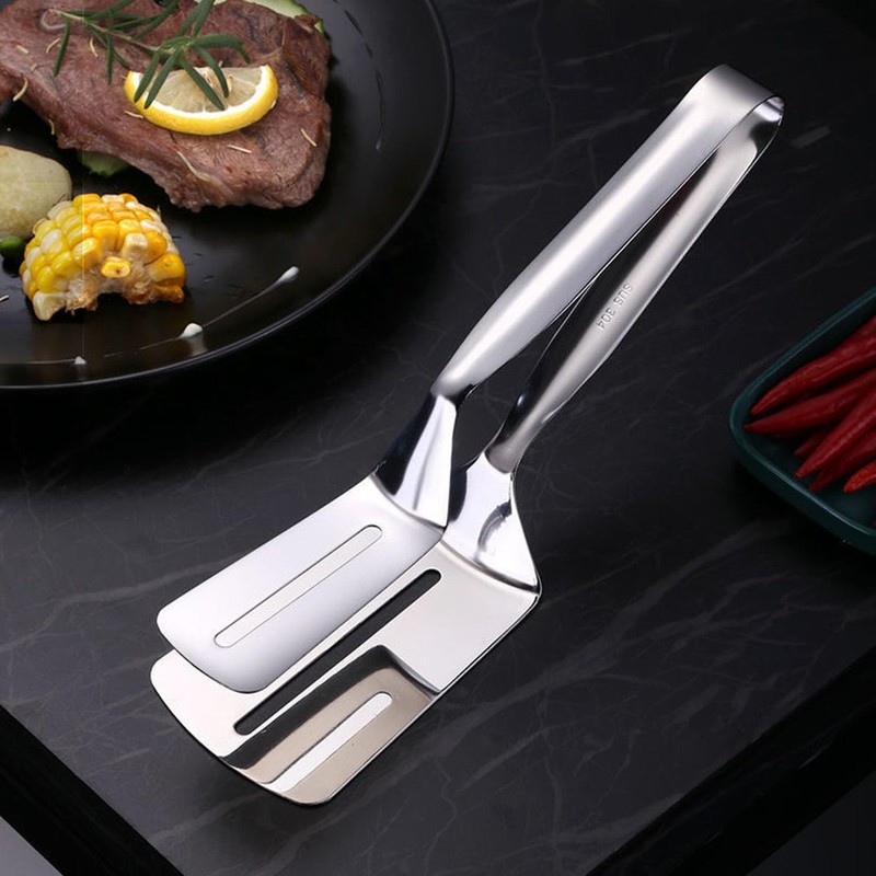Stainless Steel Spatula Tongs Steak Clamps, for Steak, Fish, Chicken