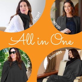 HappyLuxe Shawl Wraps for Women, Versatile Wrap Shawl for Women, Wrap Scarf, Pashmina, Travel Gifts for Women - Eco Cashmere Jet Black