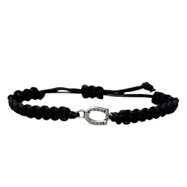 Sportybella - Horse Bit Charm Bracelet (Horse shoe) - Adjustable Braided String Stirrup Bracelet