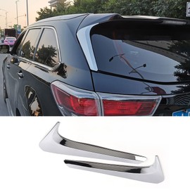 KELEIMAI Car Accessories Fit For Toyota Highlander 2014 2015 2016 2017 2018 2019 Side Rear Window Spoiler Wing Cover Trims (Glossy Chrome Style) ABS 2 PCS