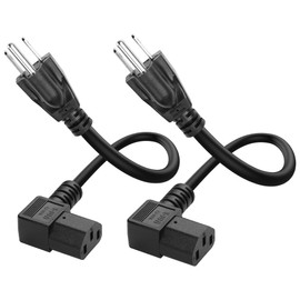 JSADZKJ 90 Degrees IEC320 C13 to NEMA 5-15P Power Cord 3 Prong Universal Power Cord 10A/125V NEMA 5-15P to C13 Left Angle Computer Power Cord for Monitor PC TV Printer 11.8in/2Pcs