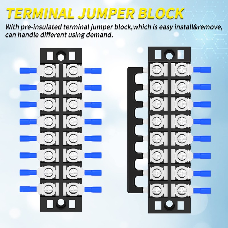 Joinfworld 8 Position Terminal Block 25A 600V Dual Row Screw