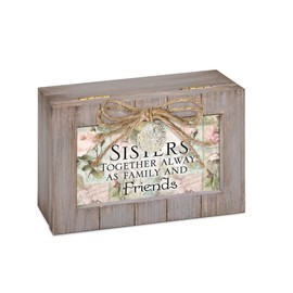 Cottage Garden Sisters Together Always Friends Grey Locket Petite Music Box Plays You Light Up My Life