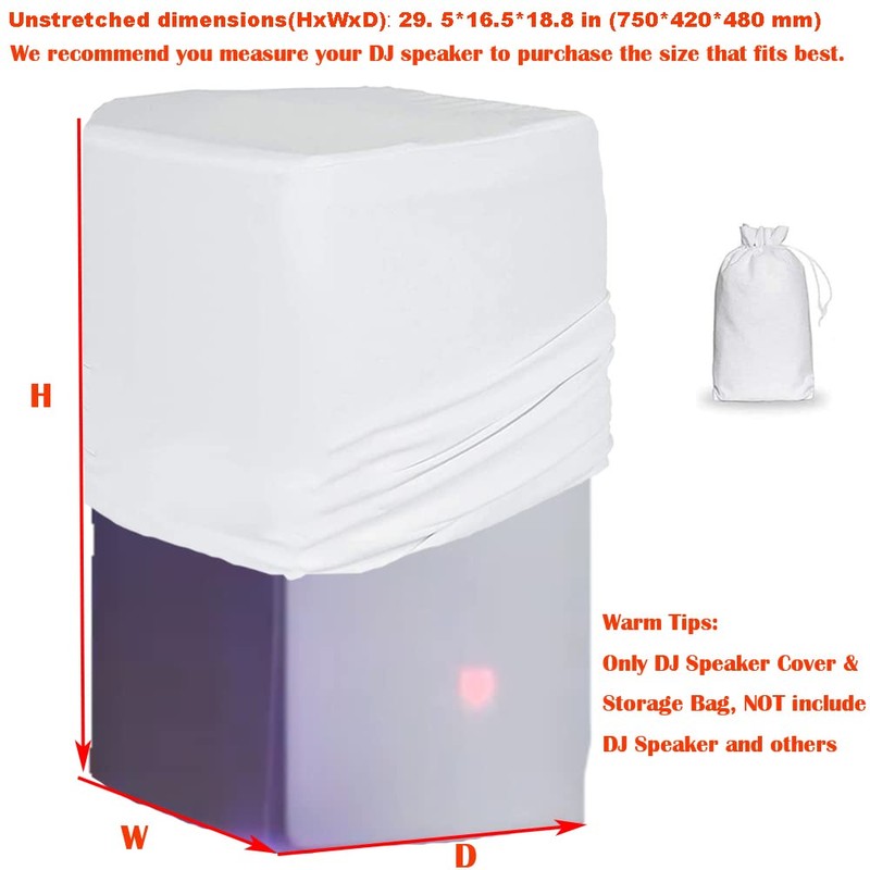 White 10"/12"/15" PA DJ Speaker Cover Scrim Stretchy Speaker Cover
