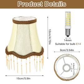 bechoanigel Vintage Lampshade, Fabric Lampshade E14 with Fringes, Retro Ceiling Lampshade, Hanging Fringe Lamp, for Pendant Lamp, Wall Lamp, for Decorative Interiors
