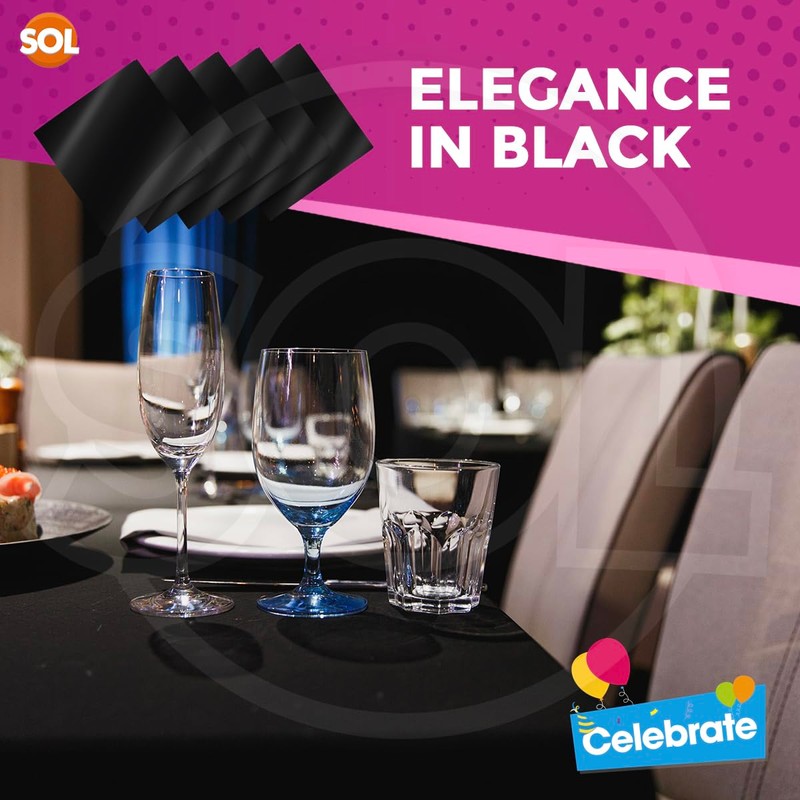 SOL 5pk Black Paper Table Cover 90 x 90cm Paper