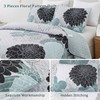3 Pieces Floral Quilt King Size - Elegant Grayish Blue