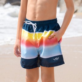 Angel season Boys Swim Trunks Toddler Kids Board Shorts with Mesh Liner Quick Dry Little Boy Swimsuit Rainbow Sizes 5 Years Summer Beach Sport
