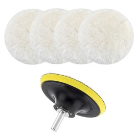 JUSTTOP 6 PCS Wool Polishing Pads, 6 Inch Auto Cutting Pad Buffing Wheel with M14 Drill Adapter, Wool Polishing Pad for Car Polisher Compounding Polishing Waxing, Car Accessories