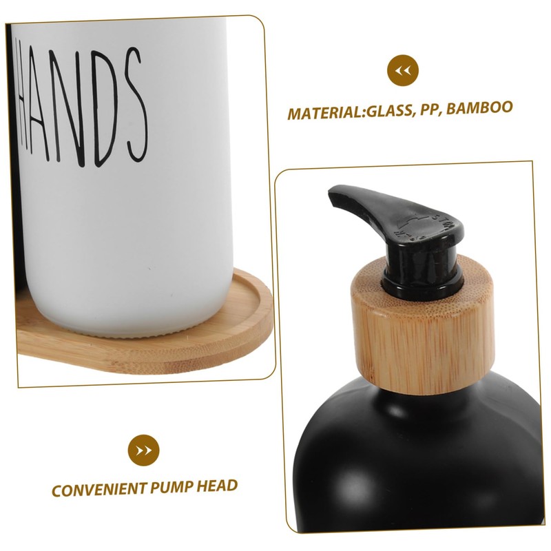 Mikinona Lotion Dispenser Set with Bamboo Tray Ergonomic Pump for