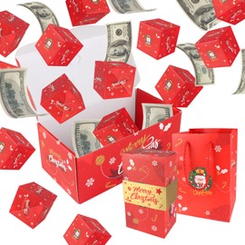 Surprise Explosion Money Box, Birthday Explosion Box, 12 Bounces Folding Bouncing Surprise Gift Box for Christmas (red)