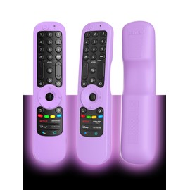 (Glow-Purple) Shockproof Case for LG AN-MR21GA / AN-MR21GC 2021 Remote Control, Anti-Slip Protective Cover for LG MR22GA MR22GN Magic Remote 2022 Case Sleeve Holder Protector Skin