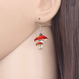 LONYOO Adorable Mushroom Earrings Dangle Cute Mushroom Jewelry for Women Girls Dangle Gifts (Red)