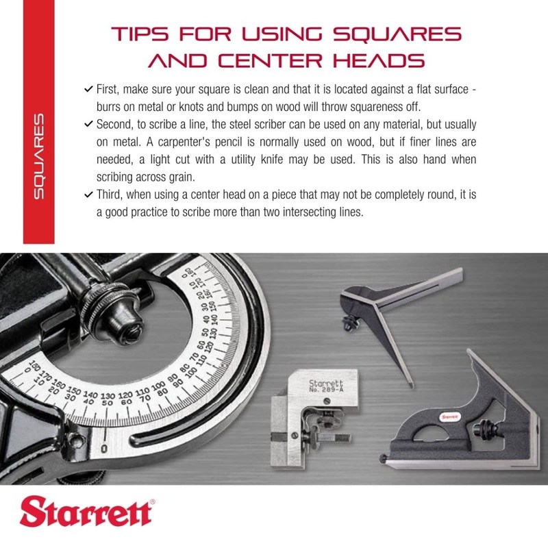 Starrett Center Head for 12"/300mm and Larger Combination Squares, Combination