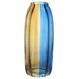 Jarrón de Flores de Navidad de Vidrio Azul Dorado de Dos Tonos Floreros Vaso Decorativo Único de 30,5 cm Vajillas para Centros de Mesa, Decoración del Hogar, Bouquet, Decoración de Fiesta