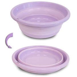 Washing Bowl, Laundry Tub, Washing Bowl, Camping Bowl, Foldable, Plastic, Save Space, Ideal for Bathroom, Kitchen, Patio, Garden, Thermostat Rubber (13.5 x 37 cm, Purple)