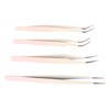4pcs Eyelash Tweezers Set Stainless Steel False Eyelash Extension Tweezers