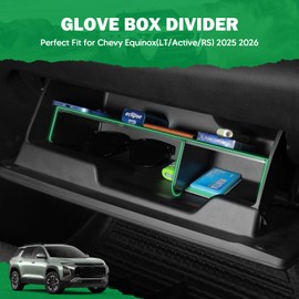 Karltys Glove Box Organizer for Chevy Equinox(LT/Active/RS) 2025 2026 Accessories Center Console Organizer Tray Compartment Storage Divider ABS Material