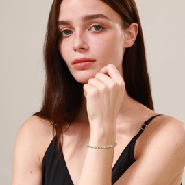 FANCIME December Birthstone Tennis Bracelet, 14K Yellow Gold Plated Blue Topaz Tennis Bracelets for Women, Fine Jewellery Wedding Bridal Prom Birthday Gift for Her Women Girls