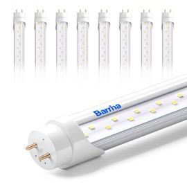 Barrina T8 LED Bulbs 4 Foot Type B, G13, 24W, 3200LM, 6000K Bright Light, Double End Powered, Ballast Bypass, 4 Foot LED Fluorescent Replacement, T8 T10 T12 LED Replacement, Clear Cover, 8 Packs